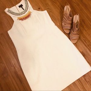 Laundry by Shelli Segal LA Brocade Beaded Cream Sheath Dress Size 12